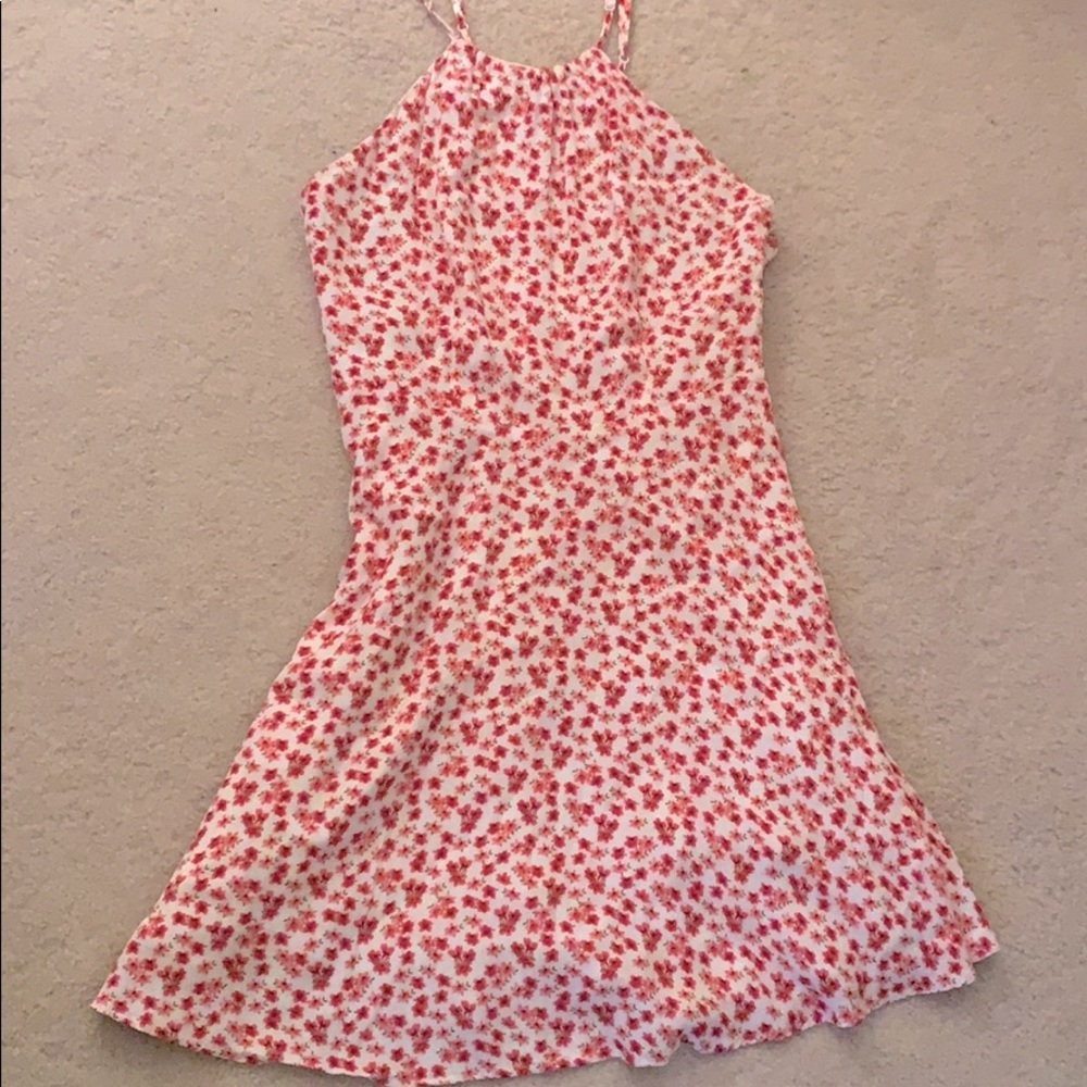 Flower printed high neck dress